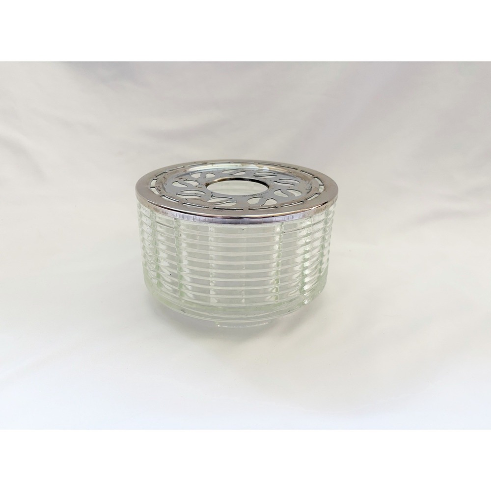 Vtg 1940's Silex Coffee Pot & Tea Pot Warmer Pressed Glass Chrome Candle